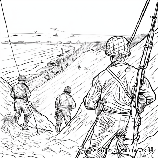 Historical Normandy Beach Landing Coloring Pages 1