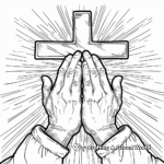 Holy Cross and Praying Hands Coloring Pages 1