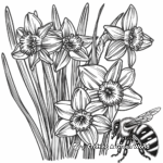 Honey Bee on Daffodils Coloring Pages 1