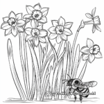 Honey Bee on Daffodils Coloring Pages 2