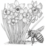 Honey Bee on Daffodils Coloring Pages 3