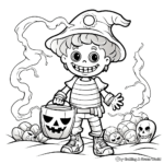 Humorous Skeleton Trick or Treat Coloring Pages 1