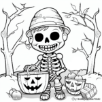 Humorous Skeleton Trick or Treat Coloring Pages 4