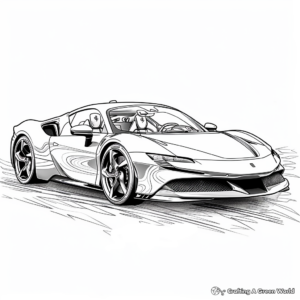 Hyper Detailed Ferrari SF90 Stradale Coloring Pages for Adults 3