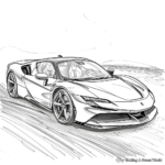 Hyper Detailed Ferrari SF90 Stradale Coloring Pages for Adults 4