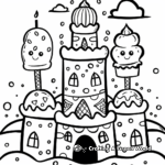 Ice Cream Decorated Sand Castle Coloring Pages for Kids 1