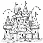 Ice Cream Decorated Sand Castle Coloring Pages for Kids 2