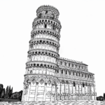Iconic Leaning Tower of Pisa Coloring Pages 1