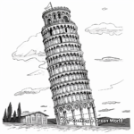 Iconic Leaning Tower of Pisa Coloring Pages 2