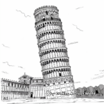 Iconic Leaning Tower of Pisa Coloring Pages 3