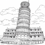 Iconic Leaning Tower of Pisa Coloring Pages 4