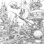 Impressive Steampunk Cityscape Coloring Pages 1