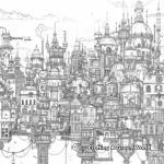 Impressive Steampunk Cityscape Coloring Pages 3