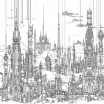 Impressive Steampunk Cityscape Coloring Pages 4