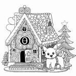 Intricate Christmas Puppy And Gingerbread House Coloring Pages 4