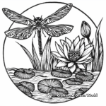 Intricate Dragonfly Pond Coloring Pages 1