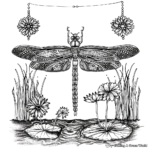 Intricate Dragonfly Pond Coloring Pages 4