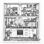 Intricate Kitchen in a Doll House Coloring Pages 1