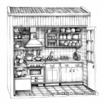 Intricate Kitchen in a Doll House Coloring Pages 3