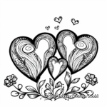 Intricate Love Inspired Two Hearts Coloring Pages 1