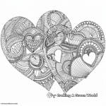 Intricate Love Inspired Two Hearts Coloring Pages 4
