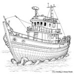 Páginas para colorear de Barco de pesca de red intrincada 2