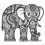 Intricate Paisley Elephant Coloring Pages 1
