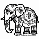 Intricate Paisley Elephant Coloring Pages 4