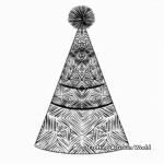 Intricate Patterned Party Hat Coloring Pages 2