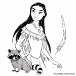 Intricate Pocahontas and Meeko (Raccoon) Coloring Pages 4