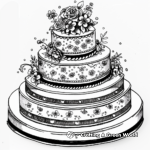 Intricate Wedding Cake Coloring Pages for Adults 2