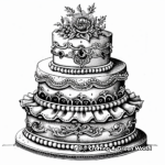 Intricate Wedding Cake Coloring Pages for Adults 3