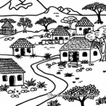 Inviting African Village Coloring Pages 3