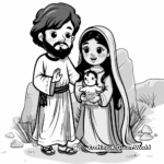 Joseph and Mary Travel to Bethlehem Coloring Pages 1