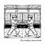 Karate in the Dojo Scene Coloring Pages 3