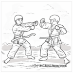 Karate in the Dojo Scene Coloring Pages 4
