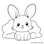 Kawaii Bunny on a Cloud Coloring Pages 3