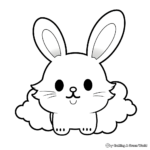 Kawaii Bunny on a Cloud Coloring Pages 4