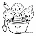 Kawaii Ice Cream Tub with Scooper Coloring Pages 1