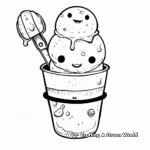 Kawaii Ice Cream Tub with Scooper Coloring Pages 3