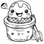Kawaii Ice Cream Tub with Scooper Coloring Pages 4