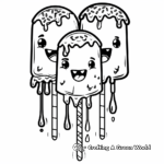 Kawaii Melting Ice Cream Pops Coloring Pages 1