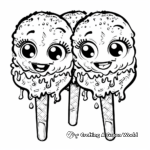 Kawaii Melting Ice Cream Pops Coloring Pages 3
