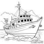 Dibujos animados de barcos de pesca para colorear 2