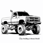Kid-Friendly Cartoon Lifted Truck Coloring Pages 1