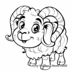 Kid-Friendly Cartoon Ram Coloring Pages 1