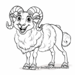 Kid-Friendly Cartoon Ram Coloring Pages 2