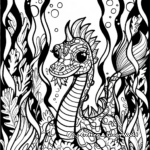 Kid-Friendly Cartoon Sea Serpent Coloring Pages 2