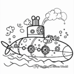 Kid-Friendly Cartoon Submarine Coloring Pages 3