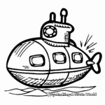 Kid-Friendly Cartoon Submarine Coloring Pages 4